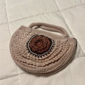 Handcrafted Beige and Brown Crochet Bag